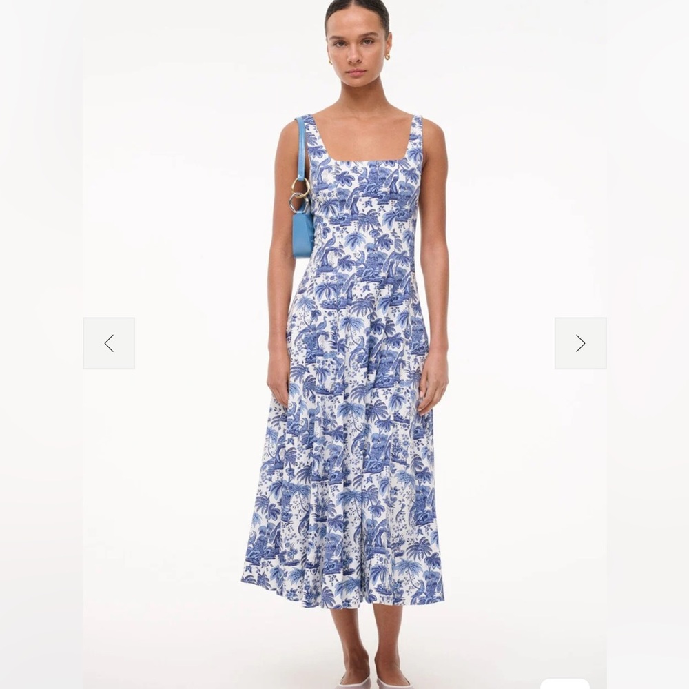 Staud Wells Blue and White Sleeveless Dress. Size 14